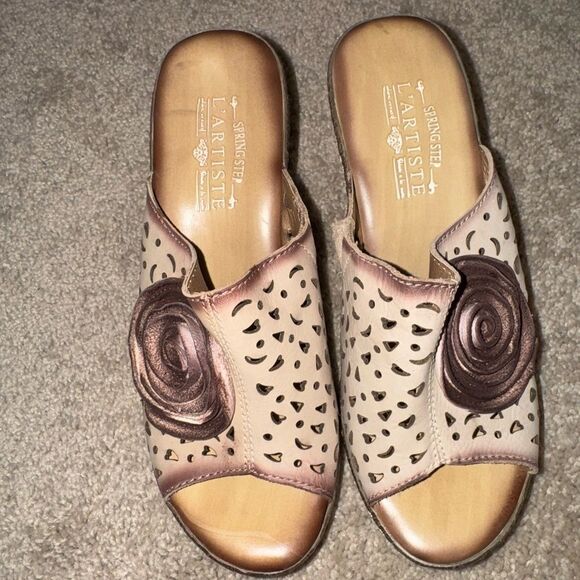 L’ Artiste by Spring Step Amara Beige Mocha Tan Leather Sandals 39 - Picture 3 of 6